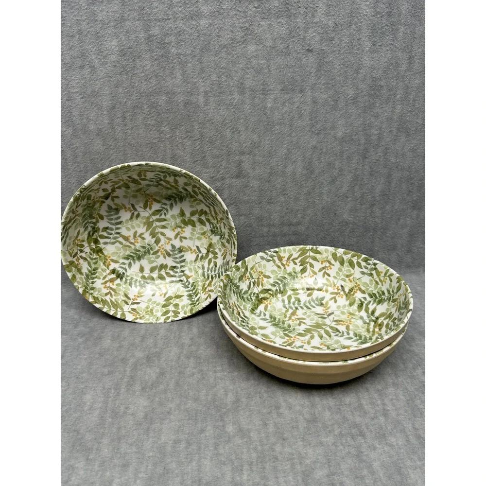 Rachel‎ Ashwell Melamine Bowls Large Salad Entree Botanical Leaf Print Set of 3